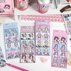 Anime Girl Series Decorative Stickers Japanese Style Kawaii Illustration For Journal Notebook Scrapbooking Decor Stationery