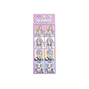 Anime girl portrait stickers set for scrapbooking, prayer series two sheets pack