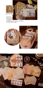 Detailansicht von Vintage Mini-Umschlägen und Aufklebern mit Retro-Botanischen-Mustern