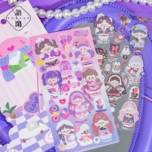 Cute cartoon girl decorative stickers for DIY scrapbooking and creative crafts decoration