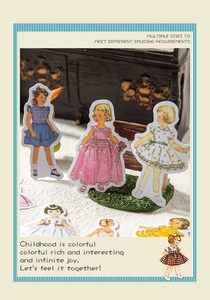 Details von Vintage-Modeaufklebern für Kinder für DIY-Scrapbooking in verschiedenen Stilen