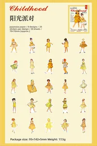 Makroansicht von 50 Retro-Kindheitsparty-Aufklebern aus hochwertigem Washi-Papier