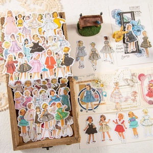 Retro Kindheitsparty Sticker mit Vintage Charakteren für DIY Scrapbooking Projekte