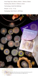 Macro detail of The Starry River gilding laser stickers with gold firework patterns