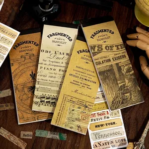 Vintage Washi Paper Sticker Set Fragmented Memory Series Retro Newspaper Sheet Music Map Ticket Decals For Scrapbooking