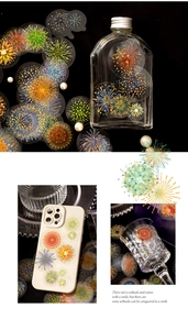 Translucent waterproof PET firework stickers used on phone cases and glassware