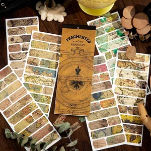 Vintage map theme scrapbook stickers set with nautical charts and 18-page booklet