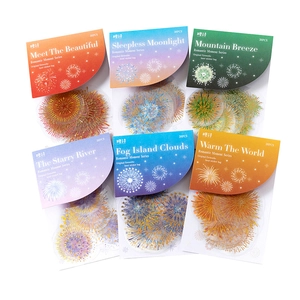 30-piece laser holographic fireworks sticker set in six vibrant colors for DIY scrapbooking