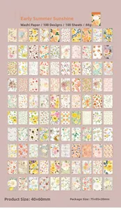 Gitteranzeige von 100 Vintage-Washi-Aufklebern mit botanischen Mustern für Bastelarbeiten