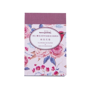 Vintage-Blumenaufkleberbuch mit rosa Rosen und Vögeln mit 100 dekorativen Seiten