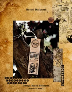 Macro view of vintage style bookmarks featuring butterfly and mechanical gear designs