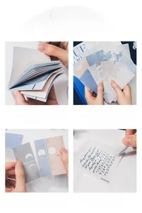 Macro detail of Moon Phase paper stickers with side glue, easy-tear line and artistic design