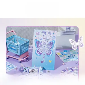 Macro detail of Midsummer Night Dream butterfly stickers with shimmering aurora finish