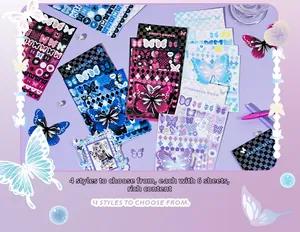 Detail of shimmering butterfly stickers set with various patterns for DIY scrapbooking