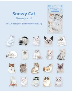 Detailed PET cat stickers showing multiple breeds and poses for scrapbook decoration