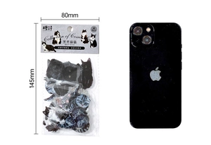 Detailed PET cat sticker pack with 40 realistic kitty designs and product dimensions