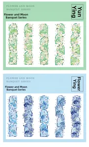 Artistic detail of Flower & Moon Banquet PET stickers featuring floral and moon designs