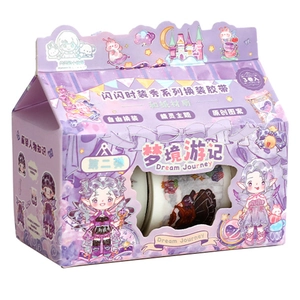 Sparkly Fashion Show washi tape set featuring cartoon girl character and dress-up themes