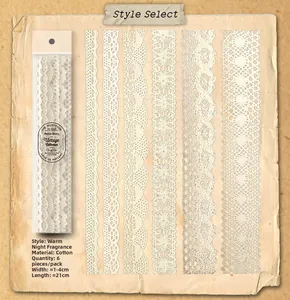 Dettaglio di pizzo vintage in cotone avorio per decorazioni fai-da-te e scrapbooking creativo