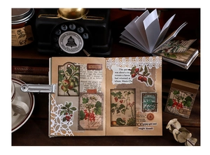 Set d'autocollants botaniques vintage avec groseilles et pommes pour le scrapbooking