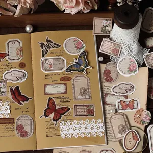 Vintage aesthetic stickers featuring butterflies and floral patterns for junk journals