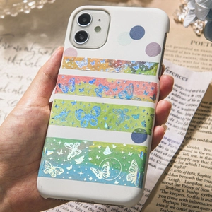 Starry sky and butterfly gradient design phone case for iPhone with aesthetic vintage book decor