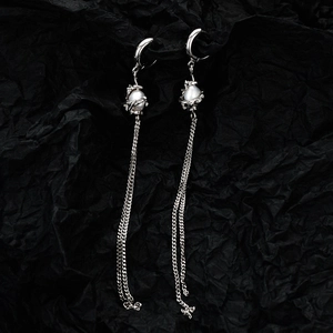 S925 Sterling Silver Tassel Drop Earrings For Women Elegant Artificial Pearl Long Chain Minimalist Korean Style Accessories Fine Jewelry