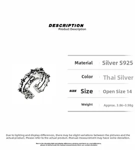 Macro detail of S925 sterling silver star ring with vintage Thai silver texture and specs