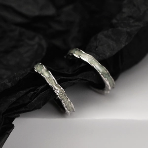 S925 Sterling Silver Mint Green Ear Cuff For Women No Piercing Required Irregular Lava Texture Small Design Ear Clip Jewelry