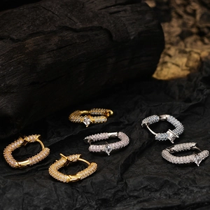 Luxe S925 sterling silver hoop earrings with full pavé cubic zirconia in various colors