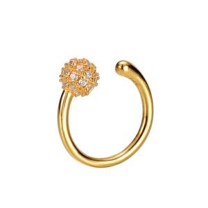 Manchette d'oreille luxueuse en argent S925 avec pavé de zircons et finition dorée