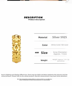 Détails de la boucle d'oreille S925 argent sans perçage avec diamètre interne 11mm