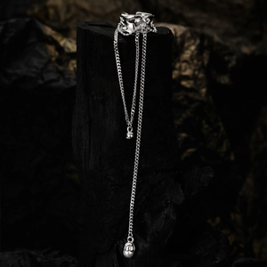 Long Chain Tassel Ear Cuff 925 Sterling Silver Earrings Shell Artificial Pearl Lava Texture Non Pierced Clip On For Women