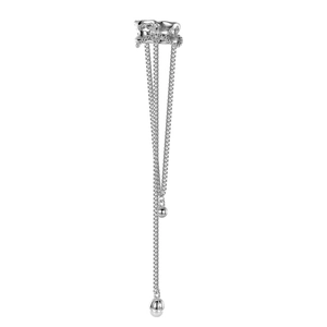 Elegant S925 sterling silver ear cuff with hollow cross pattern and long tassel chains