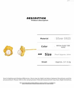Nahaufnahme der Rosen-Perlenohrstecker mit S925 Silberstift und Muschelperlen-Details