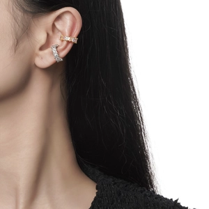 Clips d'oreilles en argent S925 avec zircons colorés et pavé de cristaux blancs