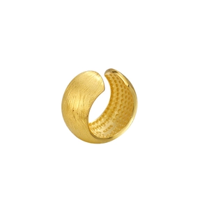 Minimalist S925 sterling silver ear cuff in gold finish with brushed texture design