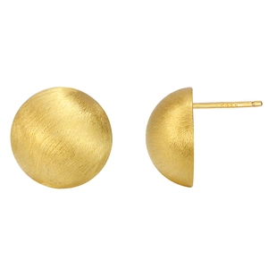 Minimalist gold S925 sterling silver brushed ball stud earrings with matte metal finish