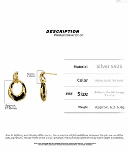 Vue macro de boucles d'oreilles irrégulières en argent S925 avec émail noir