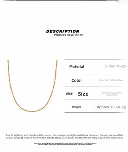 Dettaglio della collana regolabile in argento sterling S925 con opzioni placcate oro 18K