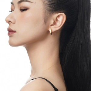 Minimalist S925 sterling silver two-tone hoop earrings with a polished gold finish
