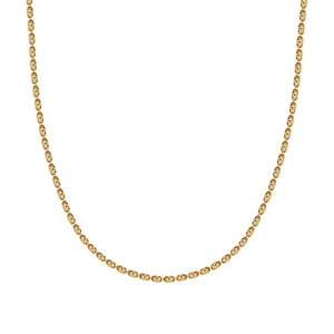 Collana minimalista in argento S925 con perle di riso dorate testurizzate su sfondo bianco