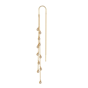 Long S925 silver tassel earrings with gold plating and sparkling round zircons