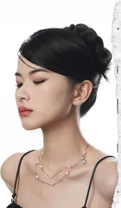 Double-layered S925 silver necklace with baroque pearls and a clear zircon pendant