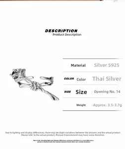 Detailed view of S925 sterling silver rose ring with black stone and retro finish