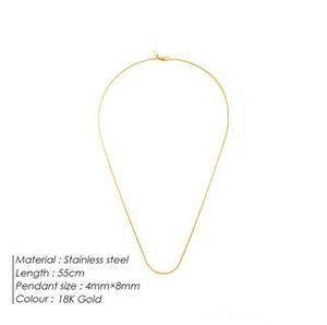 Macro view of 55cm gold stainless steel snake chain necklace with 4mm pendant details