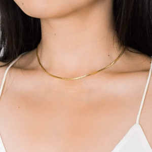 Collier Chaîne Vénitienne Minimaliste en Acier Inoxydable pour Femmes Hommes Plaqué Or Argent Chaîne à Maillons Géométriques Ras du Cou Bijoux Mode Quotidienne Cadeau