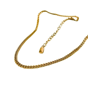 Collier gourmette classique en acier inoxydable plaqué or 14 carats pour femmes et hommes