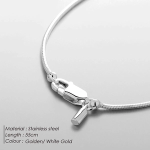 Collier chaîne serpent en acier inoxydable poli pour homme avec fermoir mousqueton