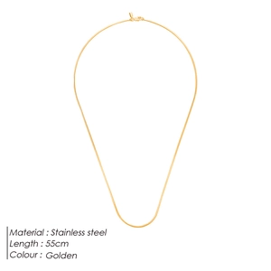 Collier chaîne octogonale 55cm en acier inoxydable doré pour homme au fini métallique
